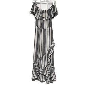 Striped Off-the-shoulder Maxi Dress